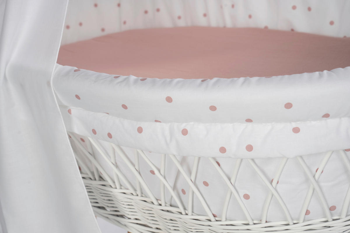 STUBENWAGENSET Textile Ausstattung Punkte   - Rosa/Weiß, Basics, Kunststoff/Textil (130/180cm) - Mionido