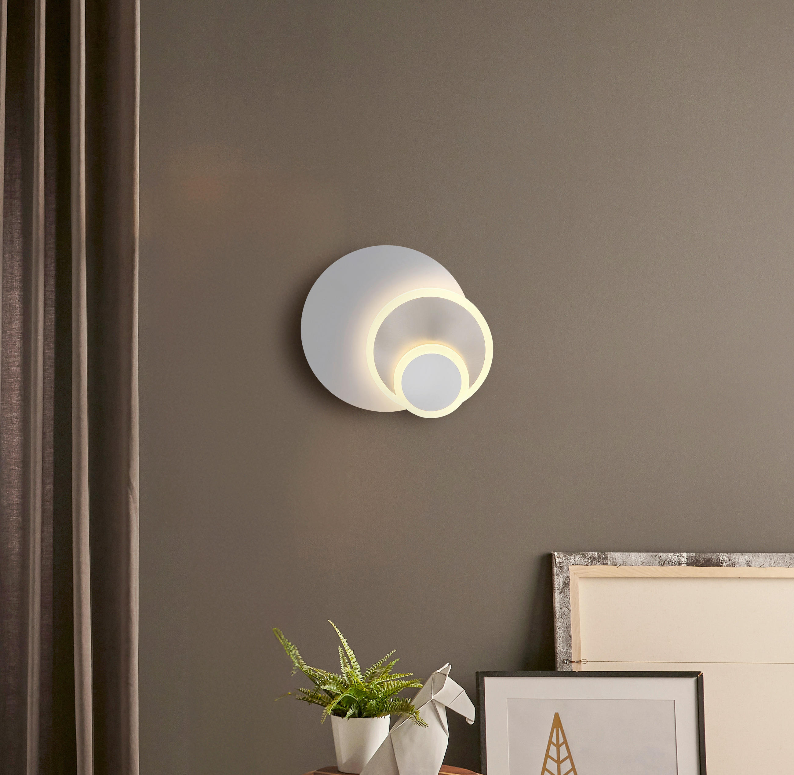 LED-WANDLEUCHTE 30/23/6,5 cm   - Weiß/Nickelfarben, Design, Kunststoff/Metall (30/23/6,5cm) - Globo