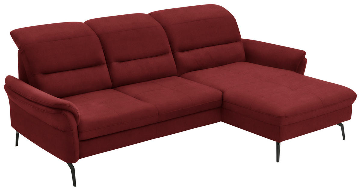 ECKSOFA in Flachgewebe Rot  - Rot/Schwarz, Konventionell, Textil/Metall (260/181cm) - Beldomo Speed