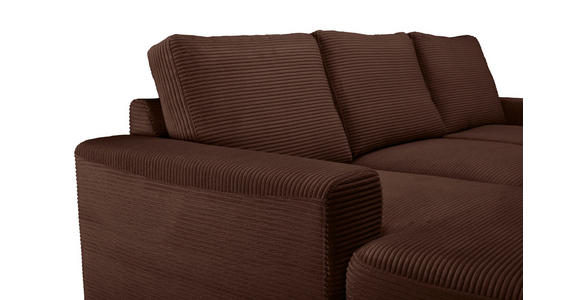ECKSOFA Dunkelbraun Cord  - Dunkelbraun/Schwarz, KONVENTIONELL, Textil/Metall (150/240cm) - Carryhome