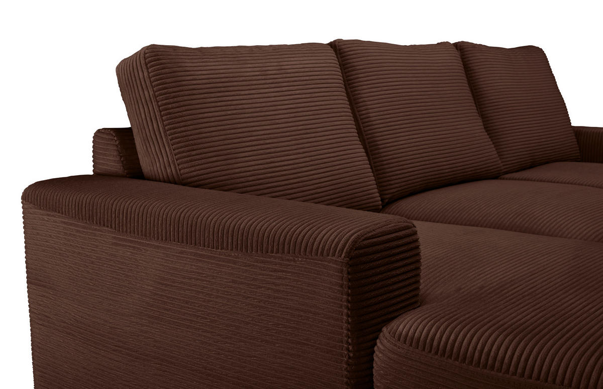 ECKSOFA Dunkelbraun Cord  - Dunkelbraun/Schwarz, KONVENTIONELL, Textil/Metall (150/240cm) - Carryhome
