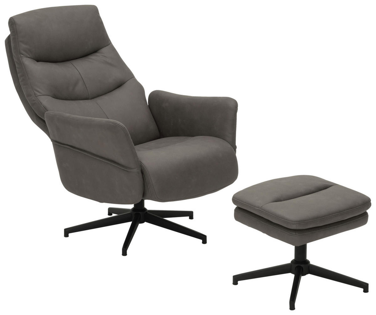 RELAXSESSELSET Mikrofaser    - Schwarz/Grau, Design, Textil/Metall (75/113/98cm) - Livetastic