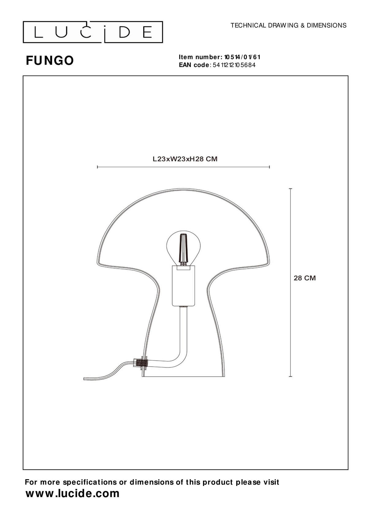 TISCHLEUCHTE Fungo 23/23/28 cm   - Opal, Trend, Glas (23/23/28cm) - Lucide