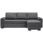 ECKSOFA inkl.Funktionen Grau Webstoff Rückenkissen, Bettkasten, Schlaffunktion  - Schwarz/Grau, Design, Textil (245/160cm) - Xora