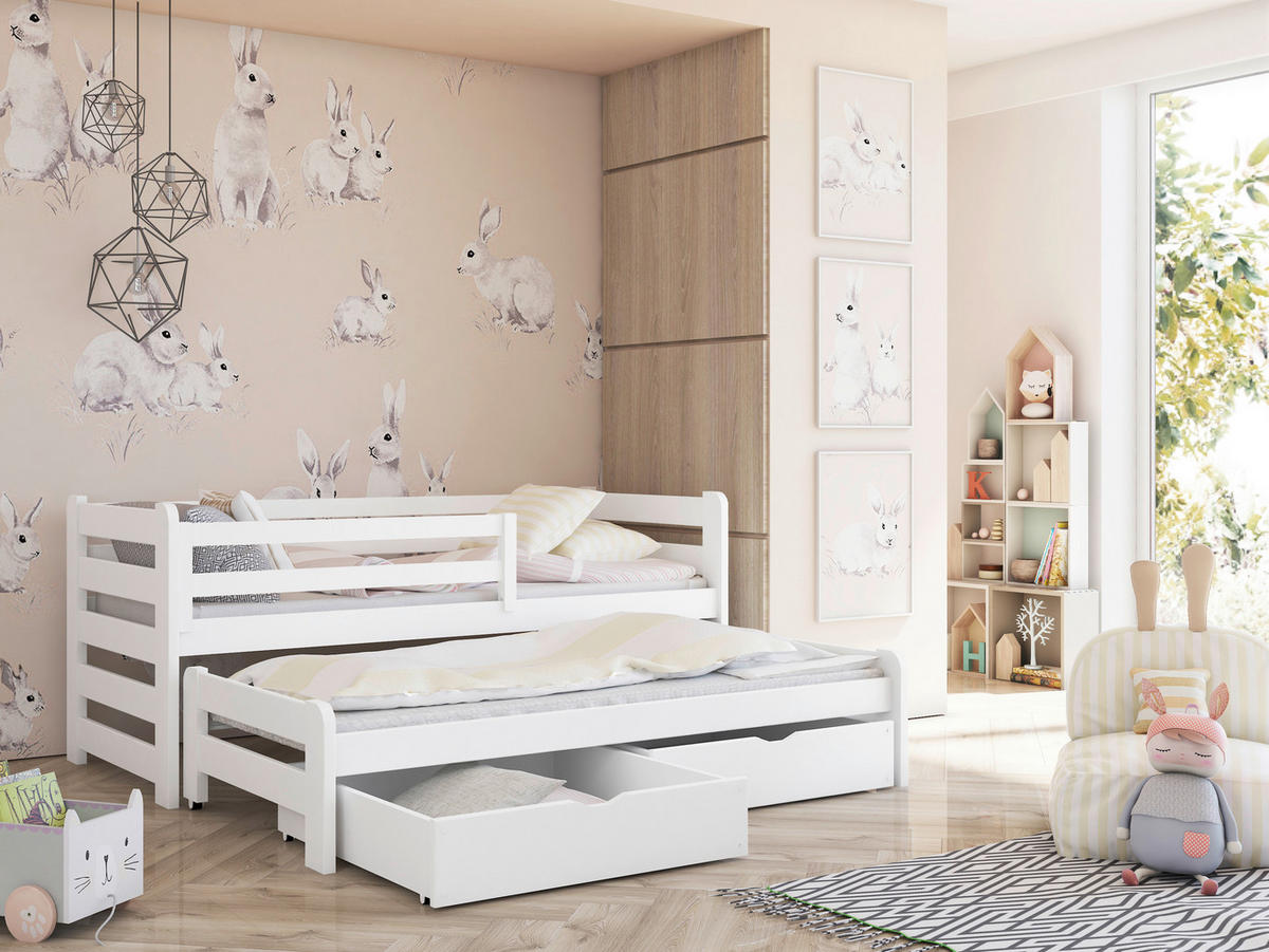 AUSZIEHBETT 90/200 cm Weiss  - Weiss, Modern, Holz/Holzwerkstoff (90/200cm) - MID.YOU