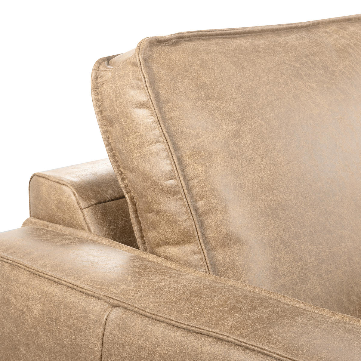 SESSEL in Lederlook Echtleder Sandfarben  - Sandfarben/Schwarz, Design, Leder/Textil (88/85/92cm) - Livetastic