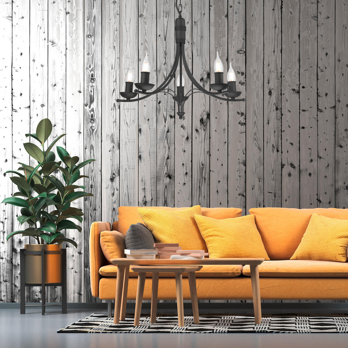 KRONLEUCHTER 58/100 cm   - Schwarz Hochglanz, KONVENTIONELL, Metall (58/100cm)