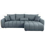 ECKSOFA in Velours Blau  298/168 cm  - Blau/Schwarz, KONVENTIONELL, Kunststoff/Textil (298/168cm) - Carryhome