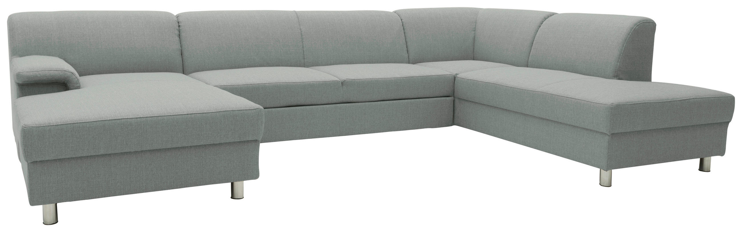 WOHNLANDSCHAFT Silberfarben Webstoff - Chromfarben/Silberfarben, KONVENTIONELL, Textil/Metall (150/308/194cm)