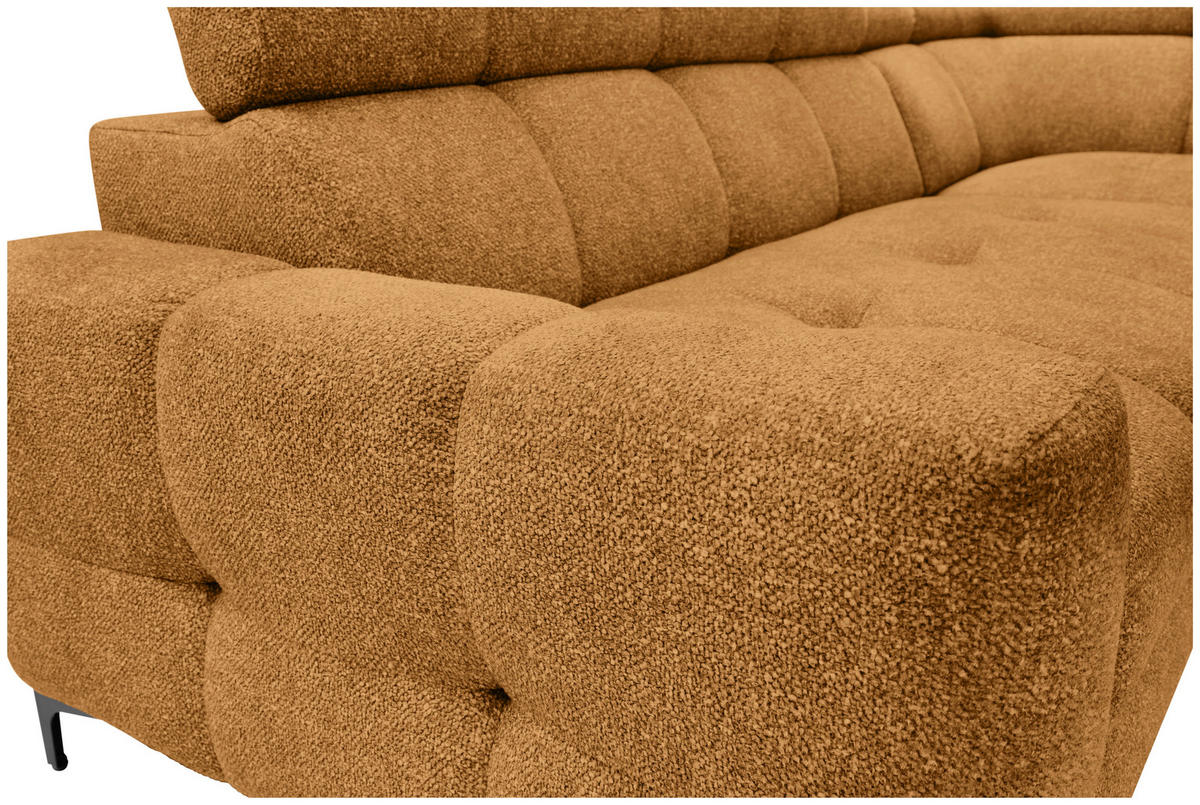 ECKSOFA in Struktur Dunkelgelb  - Dunkelgelb/Schwarz, Modern, Textil/Metall (254/212cm) - Carryhome