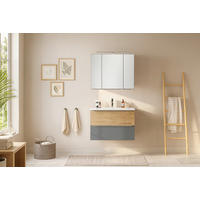 BADEZIMMER 2-teilig  in 80 cm  - Wildeiche/Edelstahlfarben, Trend, Glas/Holzwerkstoff (80cm) - Held