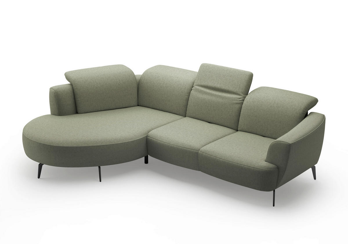 ECKSOFA in Flachgewebe Olivgrün  - Schwarz/Olivgrün, Konventionell, Textil/Metall (199/309cm) - Sit & More