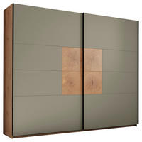 SCHWEBETÜRENSCHRANK  in Salbeigrün, Eiche Artisan  - Salbeigrün/Schwarz, KONVENTIONELL, Holzwerkstoff/Metall (270/225,5/63,7cm) - Xora