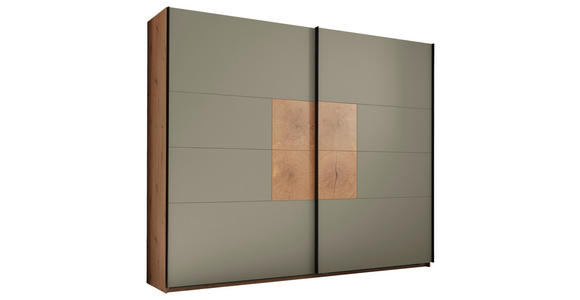 SCHWEBETÜRENSCHRANK  in Salbeigrün, Eiche Artisan  - Salbeigrün/Schwarz, KONVENTIONELL, Holzwerkstoff/Metall (270/225,5/63,7cm) - Xora