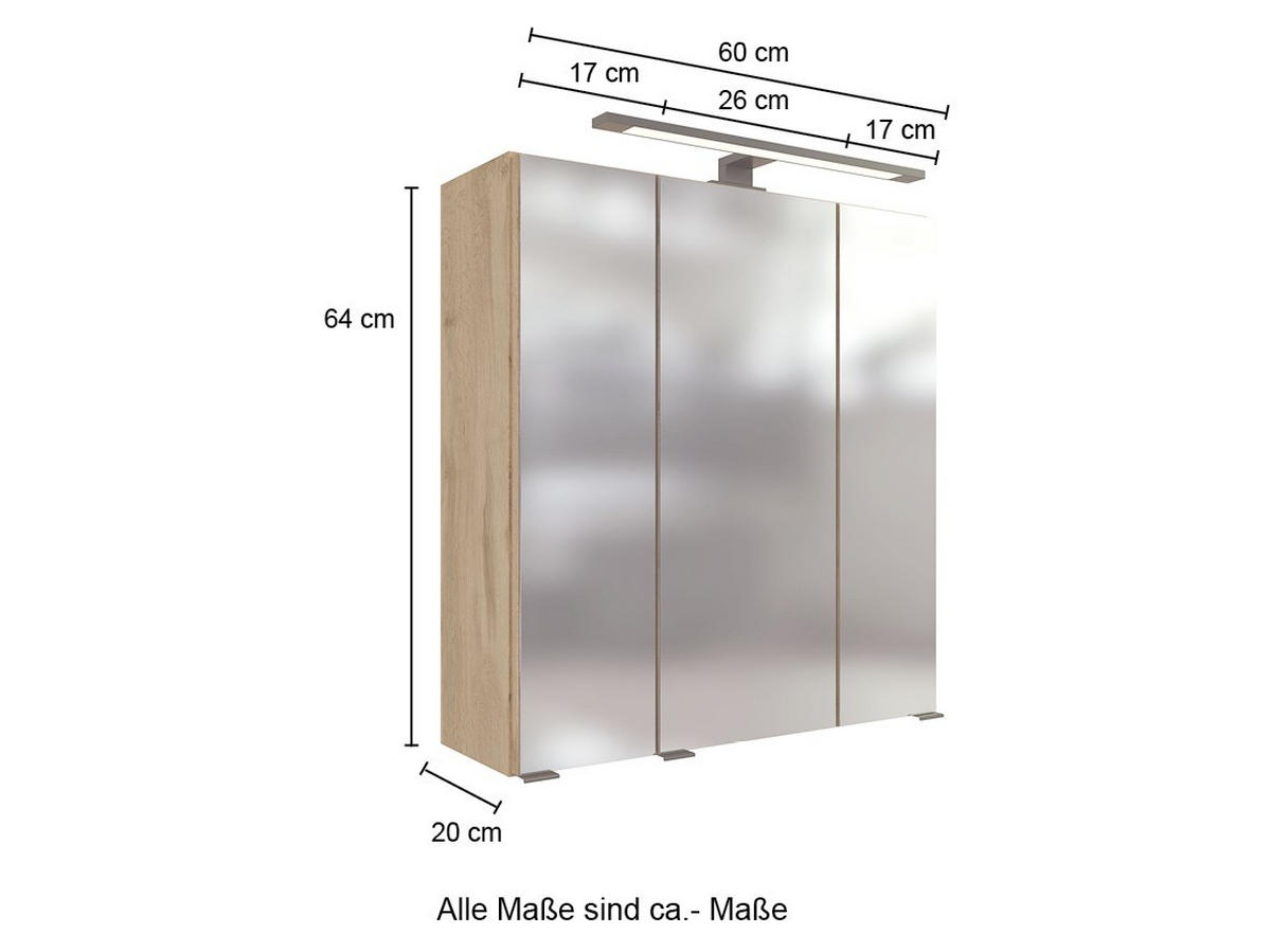 BADEZIMMER  in 90 cm  - Weiss/Eichefarben, Modern, Keramik/Holzwerkstoff (90cm) - Held