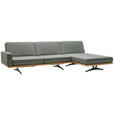 ECKSOFA in Flachgewebe Grau, Grün  - Schwarz/Grau, Natur, Holz/Textil (326/170cm) - Valnatura