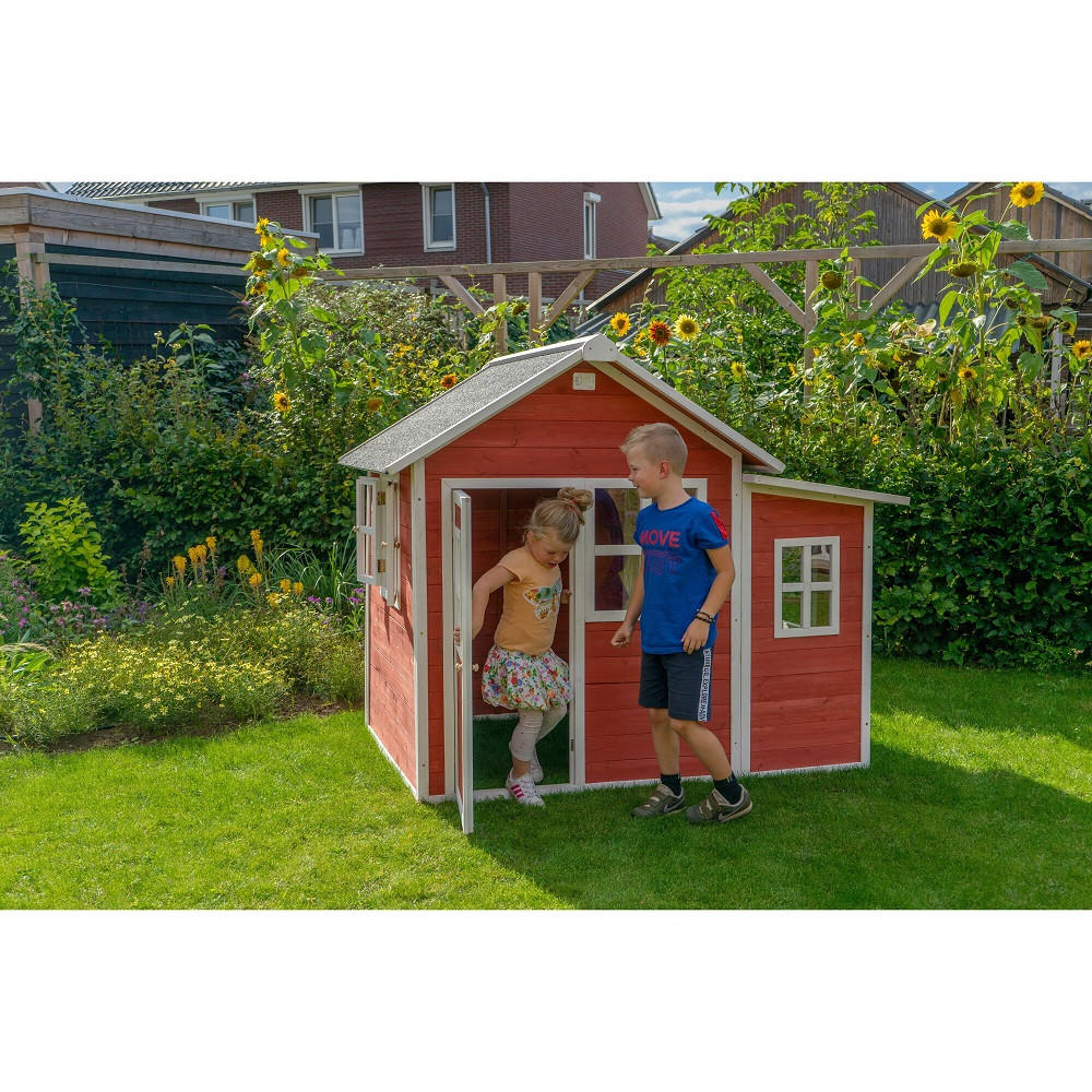 SPIELHAUS  - Rot, KONVENTIONELL, Holz (188/149/159cm) - EXIT Toys