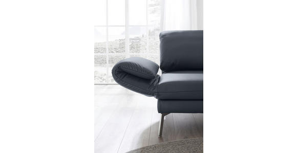 RÉCAMIERE in Echtleder Dunkelblau, Blaugrau - Chromfarben/Blaugrau, Design, Leder/Metall (209/85-109/95-16cm) - Dieter Knoll