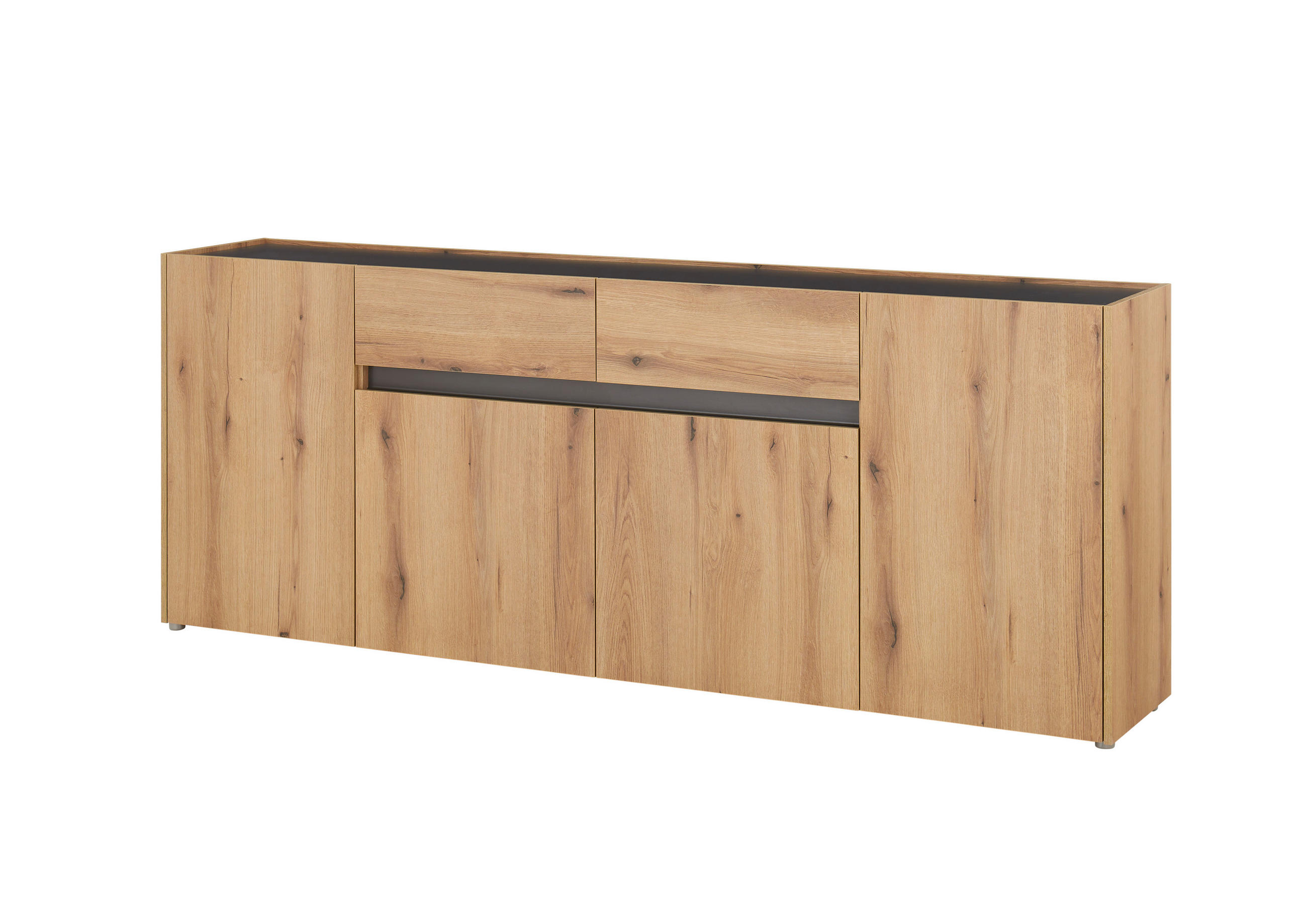 SIDEBOARD  223/86/40 cm 2 Schublade(n)  - Eichefarben/Anthrazit, Design, Holzwerkstoff/Kunststoff (223/86/40cm) - Modante