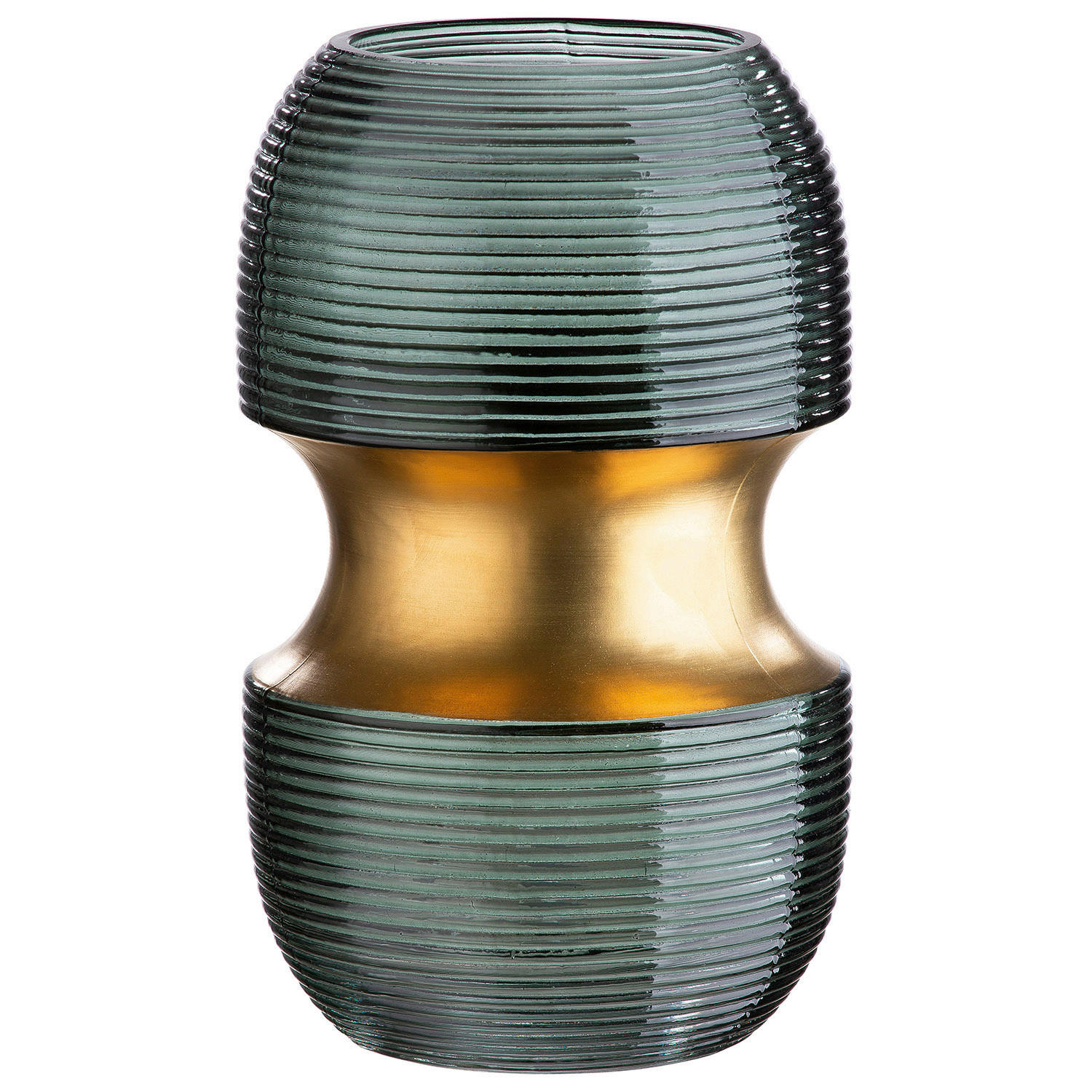 DEKOVASE  - Smaragdgrün/Goldfarben, LIFESTYLE, Glas (11/18cm)