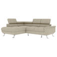 ECKSOFA Creme Struktur  - Silberfarben/Creme, KONVENTIONELL, Textil/Metall (207/268cm) - Carryhome