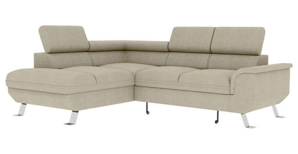 ECKSOFA Creme Struktur  - Silberfarben/Creme, KONVENTIONELL, Textil/Metall (207/268cm) - Carryhome