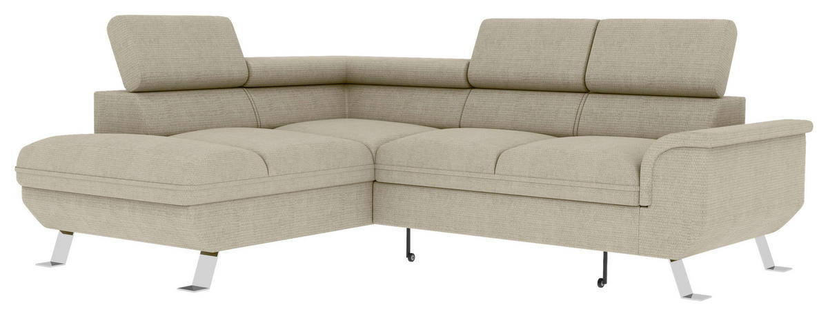 ECKSOFA in Struktur Creme  - Silberfarben/Creme, Konventionell, Textil/Metall (207/268cm) - MID.YOU
