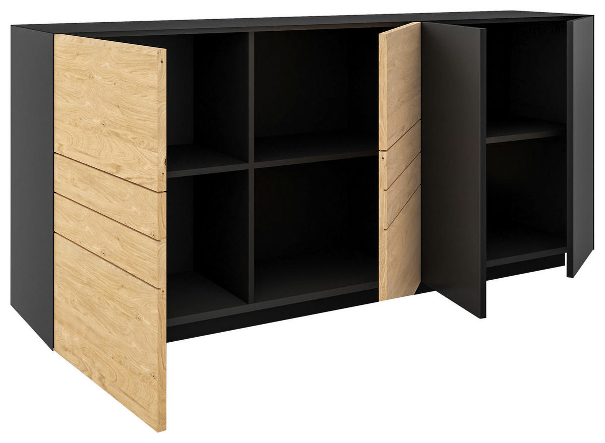 SIDEBOARD Celika Wildeiche, Anthrazit  181/84/40 cm  - Wildeiche/Anthrazit, Natur, Holz/Holzwerkstoff (181/84/40cm) - Dieter Knoll