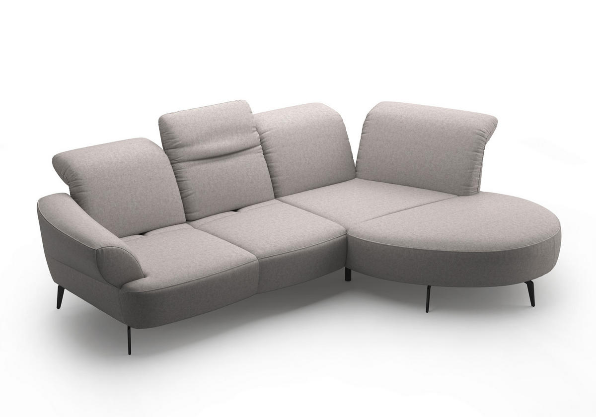 ECKSOFA in Flachgewebe Hellgrau  313/208 cm  - Hellgrau/Schwarz, MODERN, Textil/Metall (313/208cm) - Sit & More