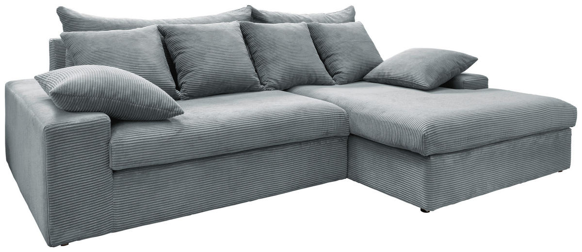 ECKSOFA in Cord Hellblau  - Schwarz/Hellblau, Modern, Kunststoff/Textil (278/200cm) - Livetastic