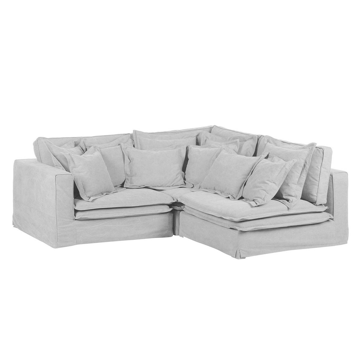 ECKSOFA Webstoff Hellgrau  - Hellgrau/Schwarz, Design, Kunststoff/Textil (222/238cm) - P & B