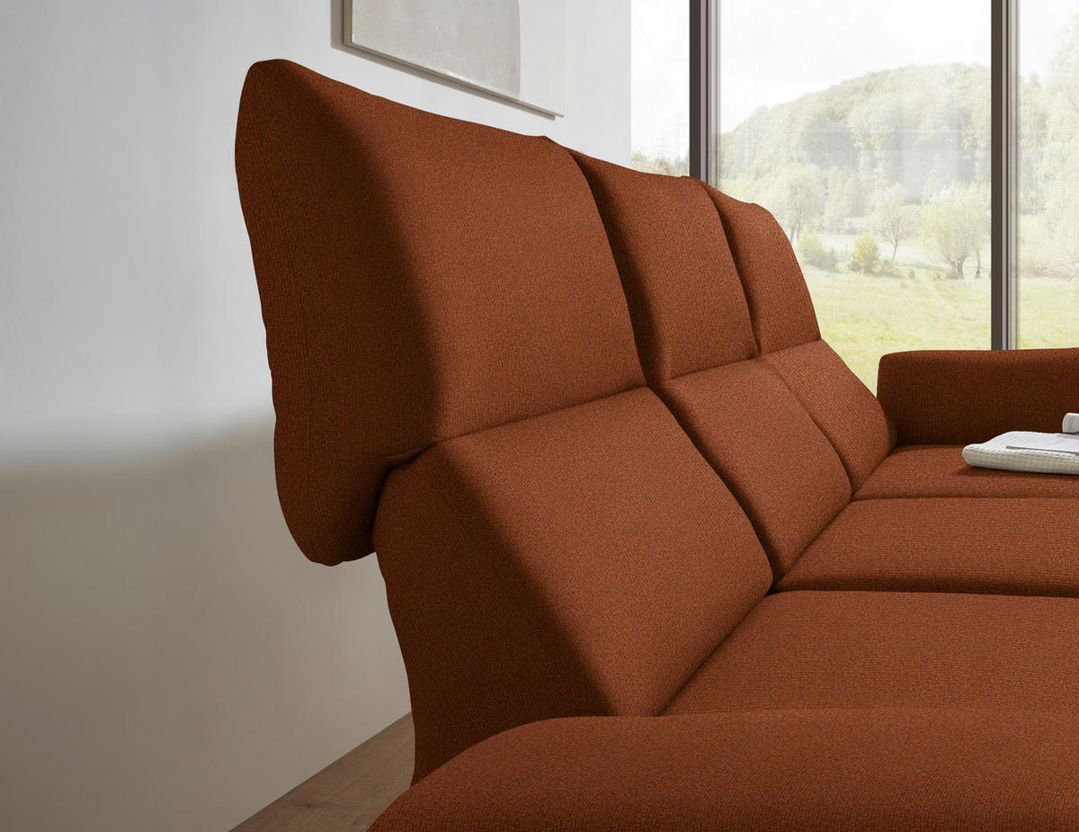ECKSOFA  in Flachgewebe Kupferfarben  255-365/175-224 cm  - Schwarz/Kupferfarben, Design, Textil/Metall (255-365/175-224cm) - Dieter Knoll