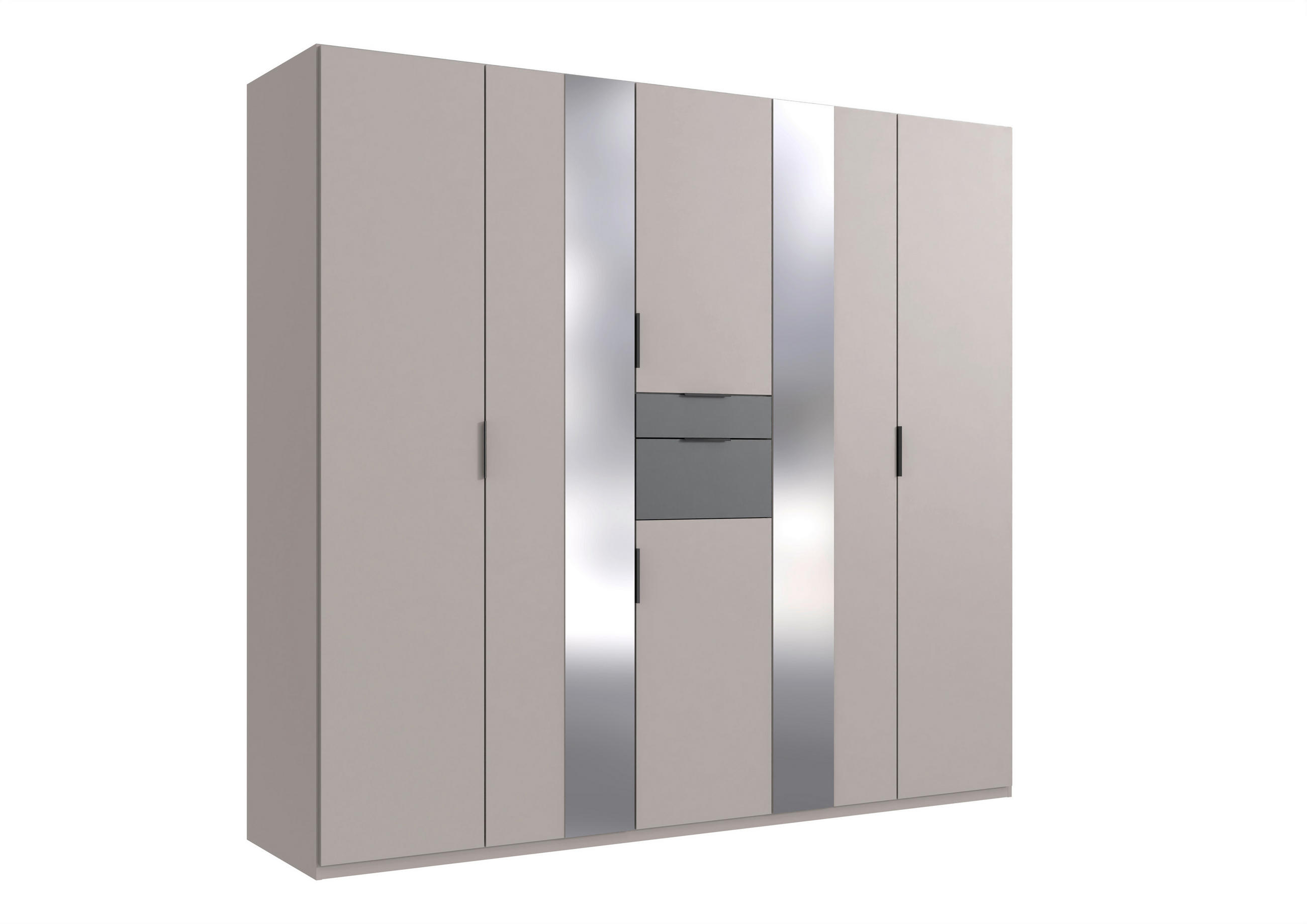 KLEIDERSCHRANK 225/208/58 cm,  in Graphitfarben, Grau, 6 Tür(en)-türig  - Schwarz/Graphitfarben, MODERN, Glas/Holzwerkstoff (225/208/58cm) - Boxxx
