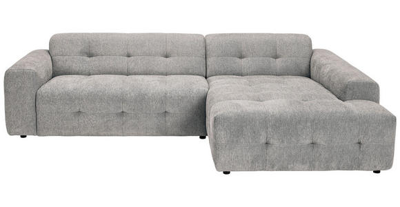 ECKSOFA in Flachgewebe Grau  - Schwarz/Grau, KONVENTIONELL, Kunststoff/Textil (292/189cm) - Carryhome