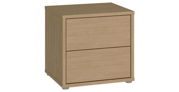 NACHTSCHRANK 50/48/42 cm  - Eichefarben/Silberfarben, Trend, Holzwerkstoff/Kunststoff (50/48/42cm) - Carryhome