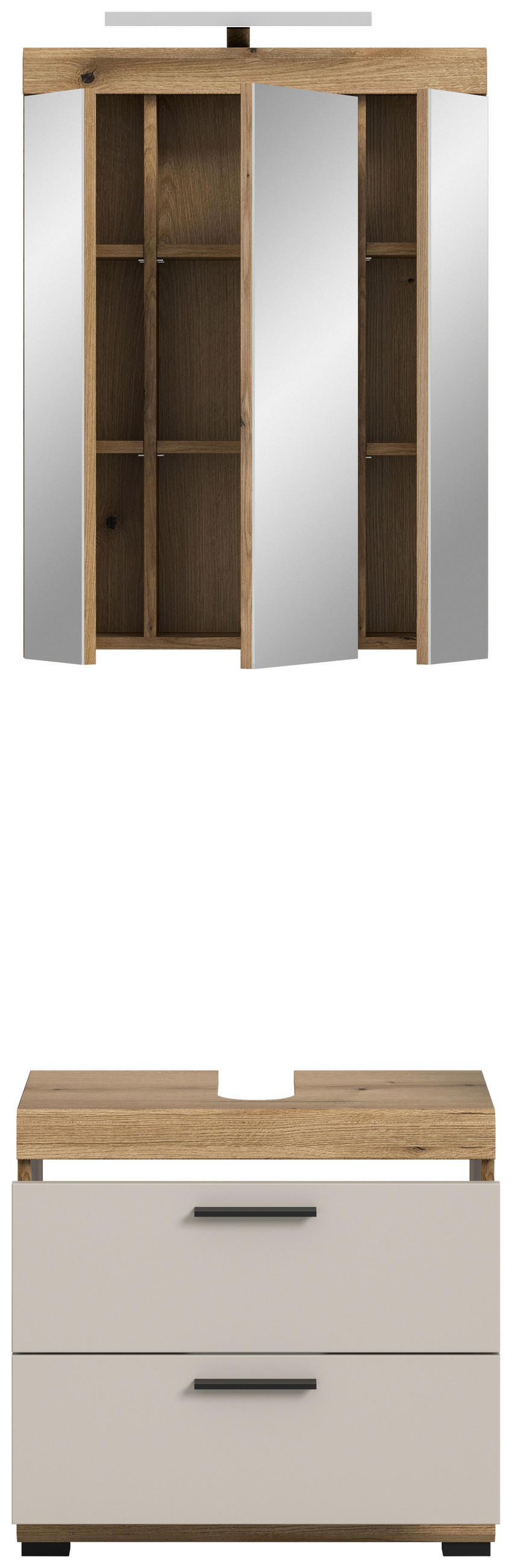 BADEZIMMER 2-teilig  in 60 cm  - Kaschmir/Schwarz, MODERN, Glas/Holzwerkstoff (60cm) - MID.YOU