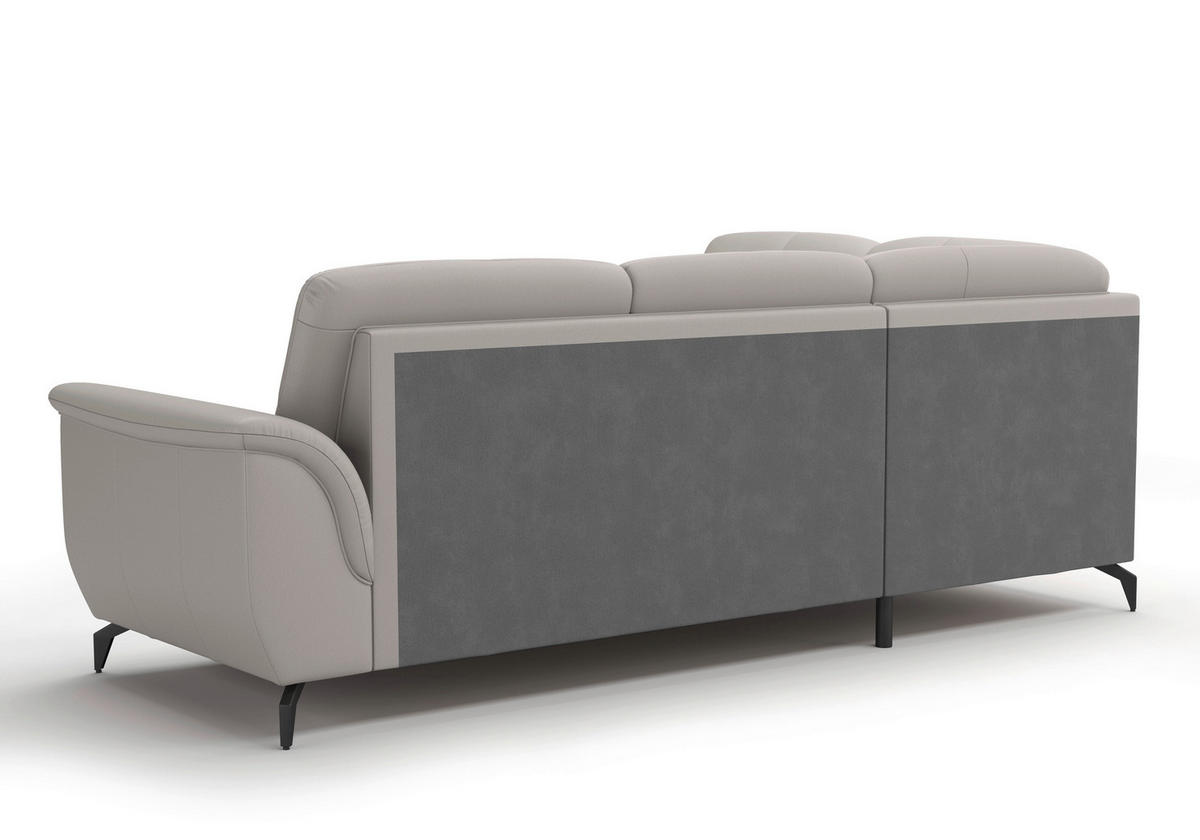 ECKSOFA in Vliesstoff Kombination Echtleder/Stoff Hellgrau  212/244 cm  - Hellgrau/Schwarz, MODERN, Leder/Textil (212/244cm) - Sit & More