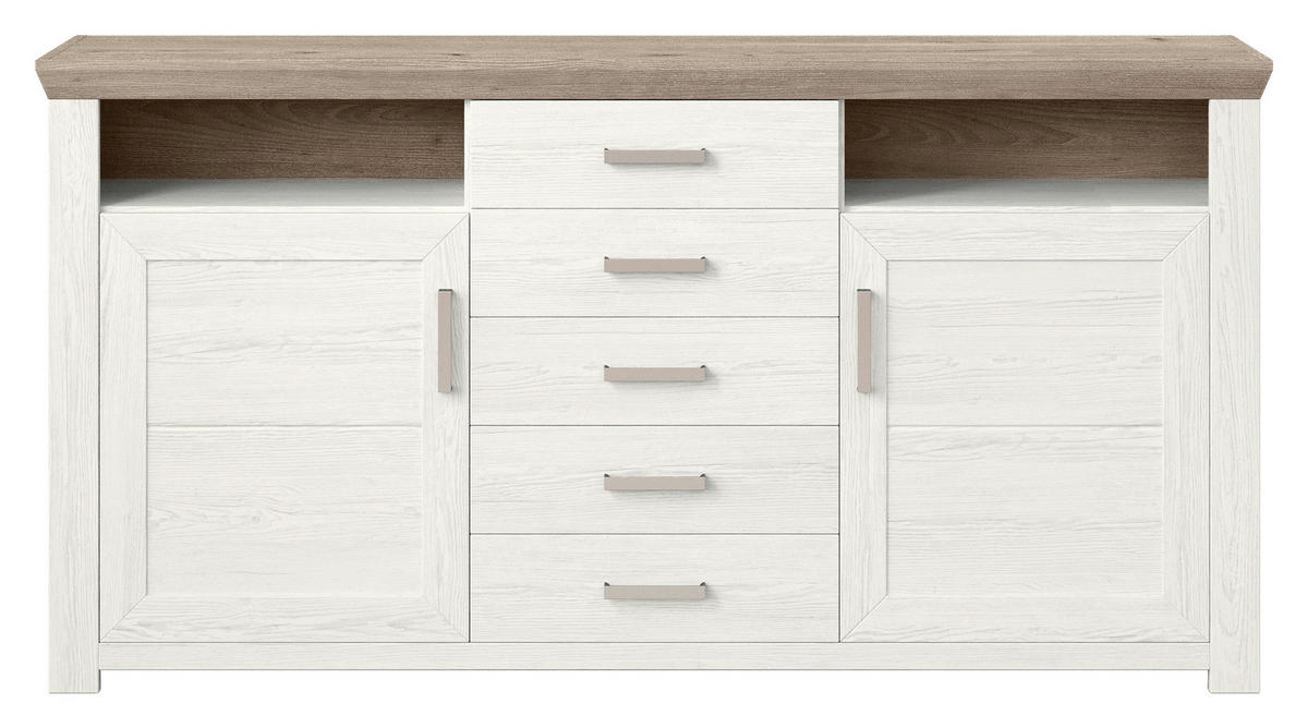 SIDEBOARD  in 184,1/94,6/44,2 cm  - Eichefarben/Weiß, Design, Holzwerkstoff/Metall (184,1/94,6/44,2cm) - SetOne by Musterring