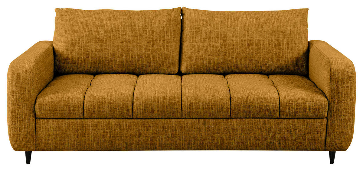 2,5-SITZER Flachgewebe Senfgelb  - Senfgelb/Schwarz, Design, Holz/Textil (209/88/101cm) - Lomoco