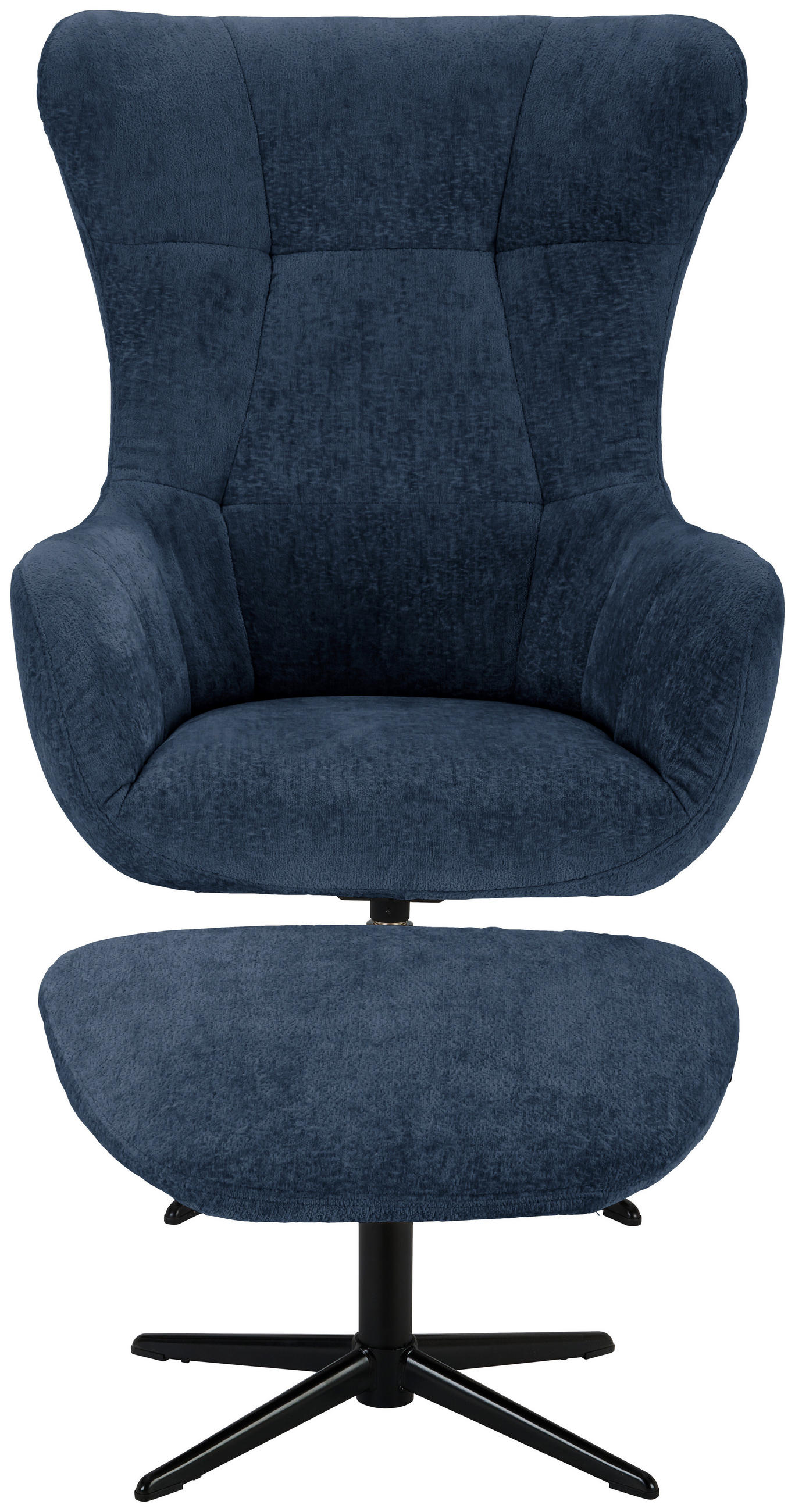 RELAXSESSELSET Chenille Hocker    - Schwarz/Dunkelblau, Design, Textil/Metall (73/107/80cm) - Welnova