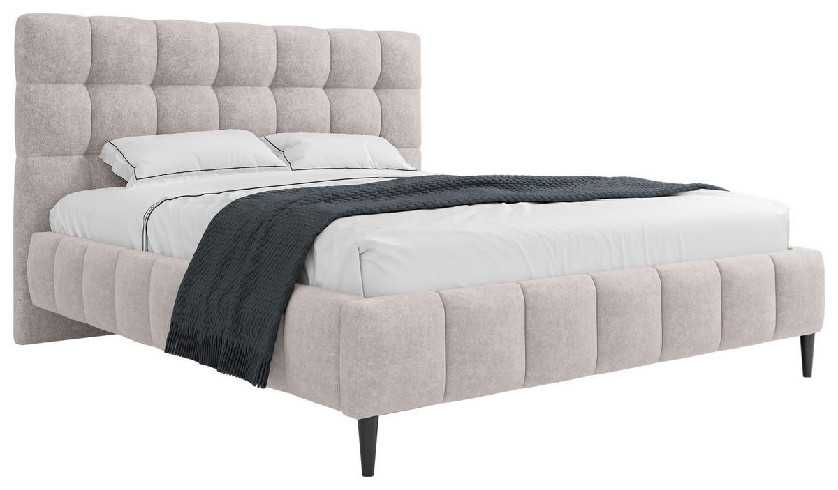 POLSTERBETT 160/200 cm  in Beige  - Beige/Schwarz, Modern, Holzwerkstoff/Textil (160/200cm) - MID.YOU