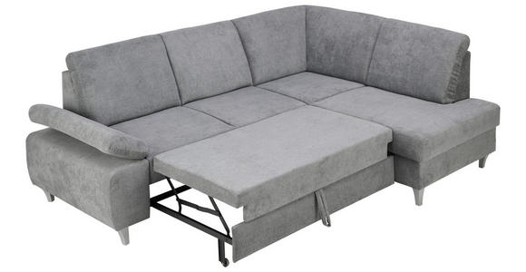 ECKSOFA in Flachgewebe Dunkelgrau  - Dunkelgrau/Silberfarben, KONVENTIONELL, Holz/Textil (255/186cm) - Cantus