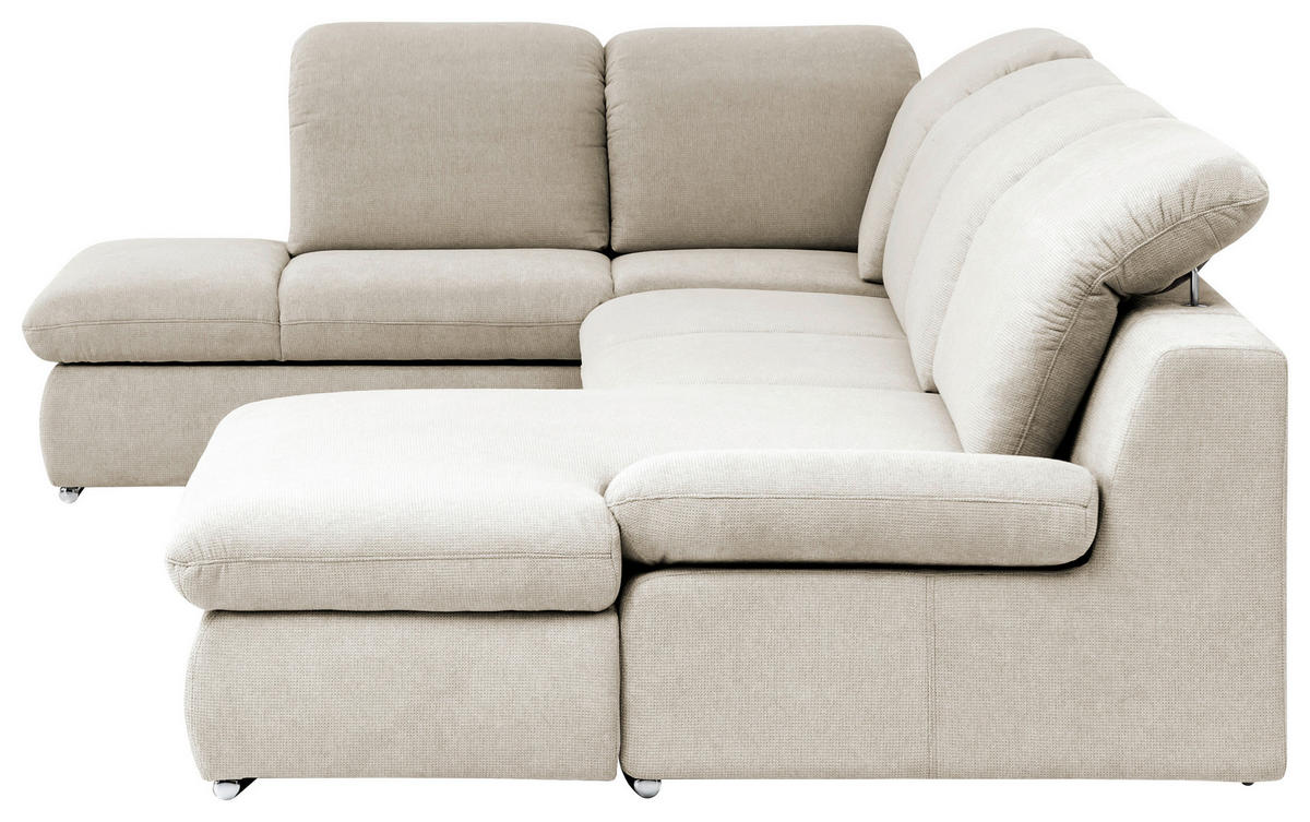 WOHNLANDSCHAFT in Chenille Creme  - Chromfarben/Creme, Design, Textil/Metall (212/353/165cm) - Livetastic