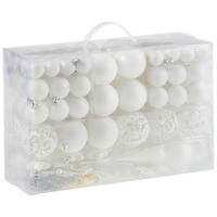 CHRISTBAUMKUGEL-SET 111-teilig  - Weiß, Trend, Kunststoff - X-Mas