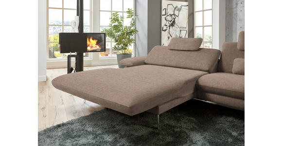 ECKSOFA in Velours Hellbraun 184/284 cm - Hellbraun/Schwarz, Design, Textil/Metall (184/284cm) - Dieter Knoll