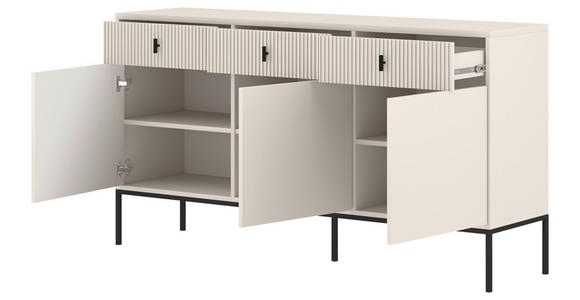SIDEBOARD Maggiore in 154,5/82,6/39 cm - Kaschmir/Schwarz, Design, Holzwerkstoff/Metall (154,5/82,6/39cm) - Xora