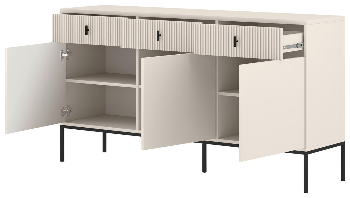 SIDEBOARD Maggiore  in 154,5/82,6/39 cm  - Kaschmir/Schwarz, Design, Holzwerkstoff/Metall (154,5/82,6/39cm) - Xora