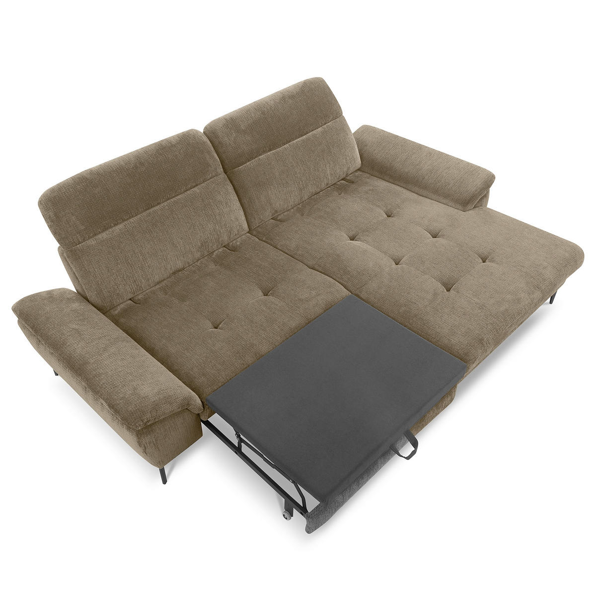 ECKSOFA  Webstoff Taupe  - Taupe/Schwarz, Design, Textil/Metall (268/195cm) - Livetastic