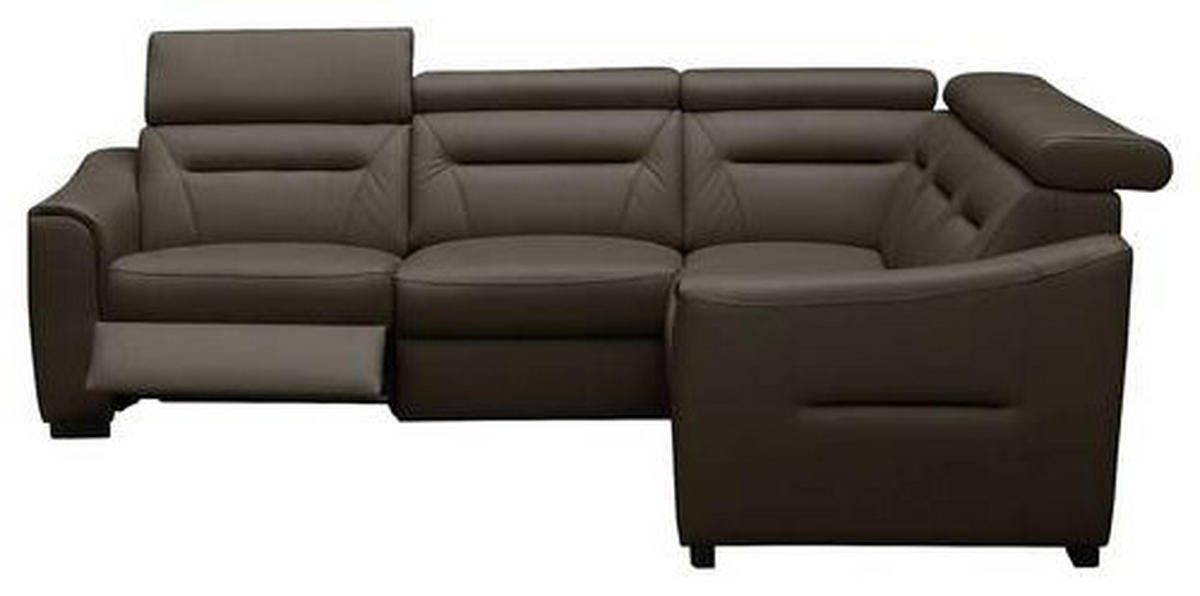 ECKSOFA Lederlook Echtleder Dunkelbraun  - Wengefarben/Dunkelbraun, Design, Leder/Holz (260/260cm) - Celina Home