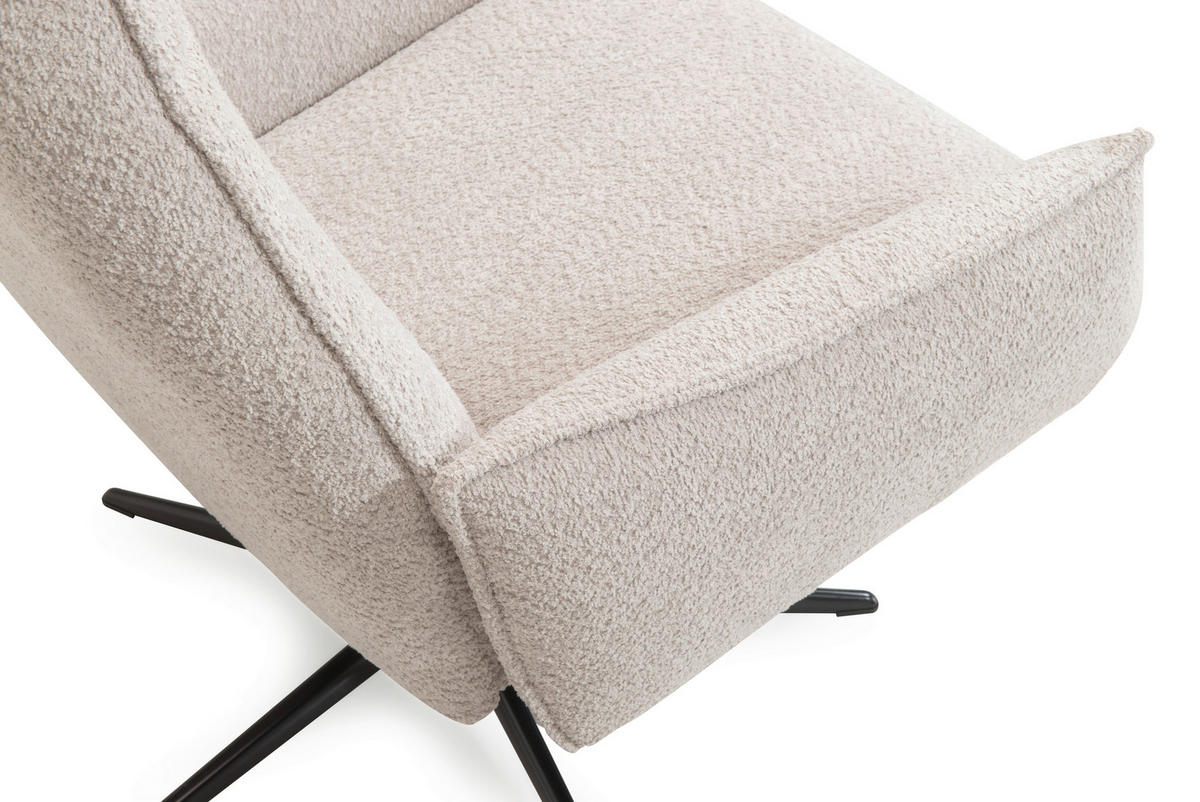 RELAXSESSEL Teddystoff Relaxfunktion    - Hellgrau/Schwarz, Design, Textil/Metall (76/103/86cm) - Welnova